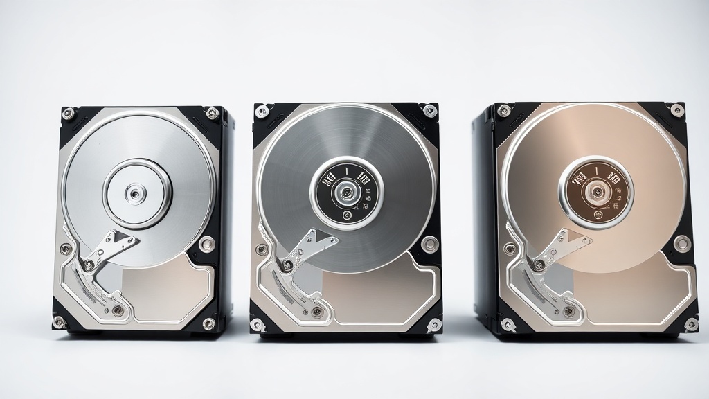 여러 개의 하드디스크가 정렬되어 데이터 보호를 위한 RAID 시스템을 구성하고 있는 모습